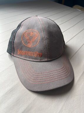 Vintage cotton and mesh adjustable Jagermeister Orange top stitch logo cap